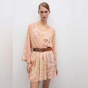 Mango short floral print dress NWT